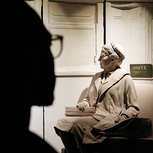 Man in Birmingham Civil Rights Institute.