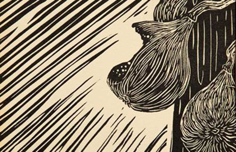 Bryce Martinez, “Birds Ate all the Figs,” from the installation "Dreams and Experiences,” 2017; wood, paper, and ink