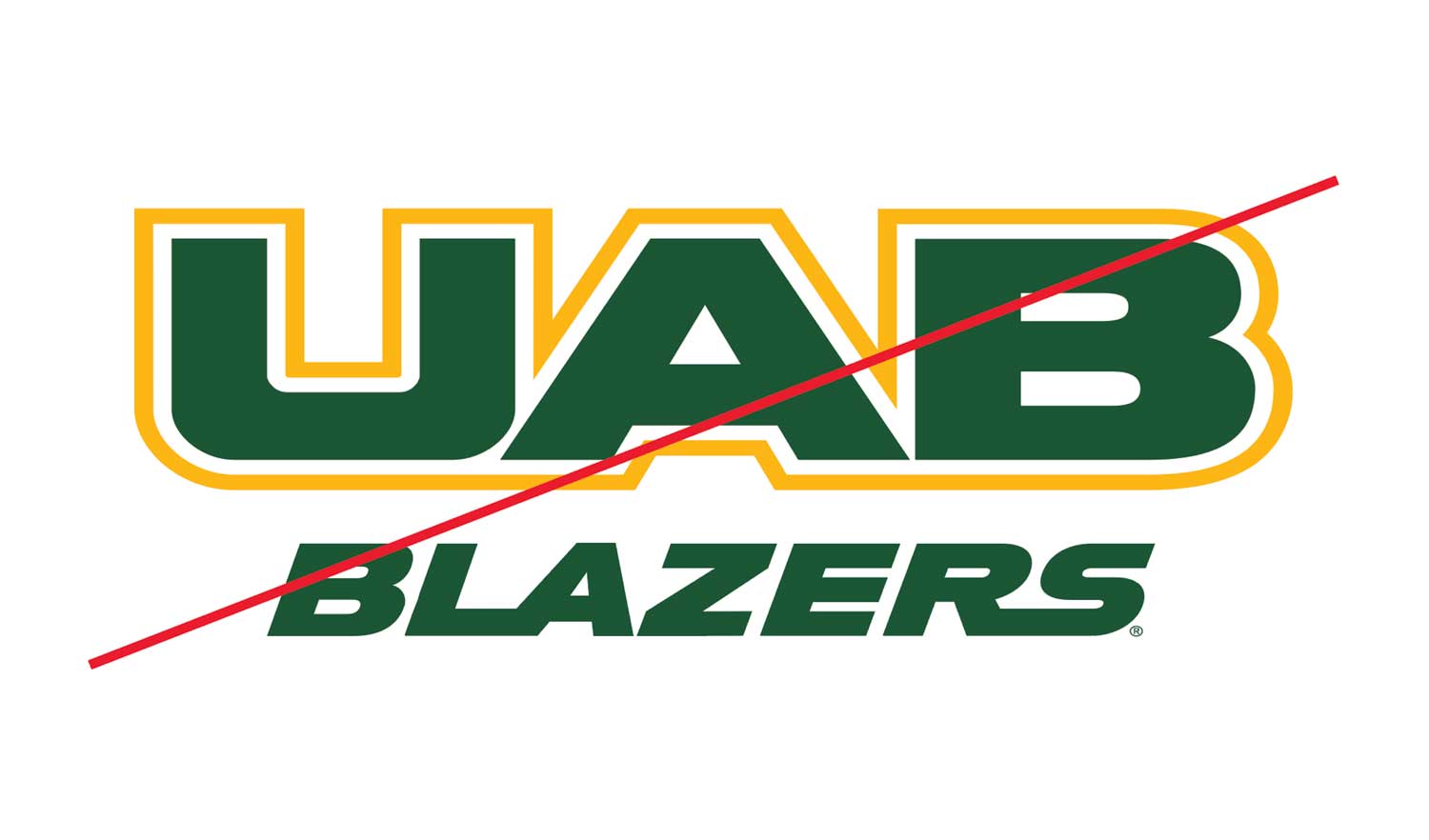 Graphic showing UABBlazers Combo Spirit Mark Inappropriate Use 1