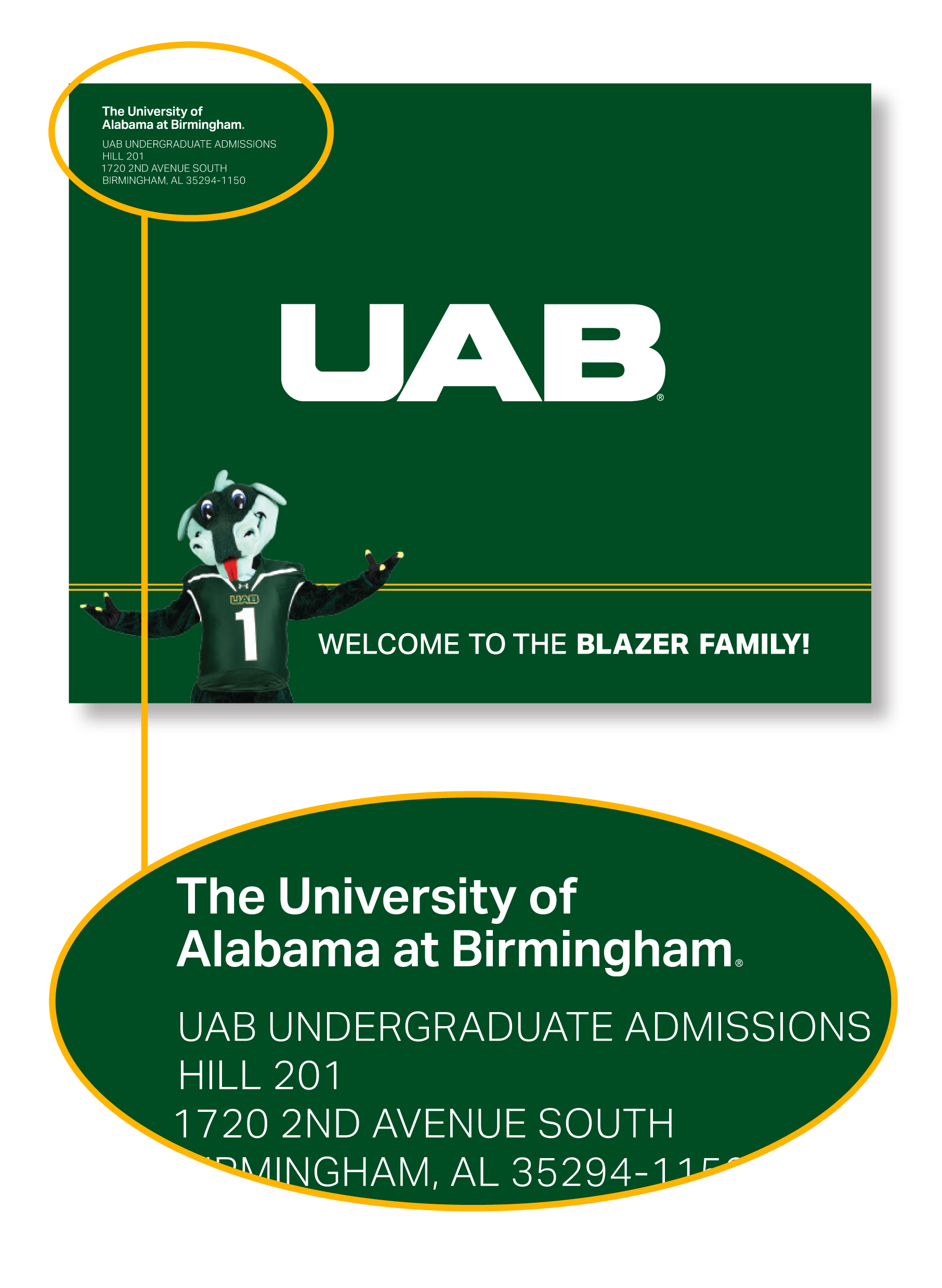 Graphic showing the use of separated logo with the monogram and the wordmark