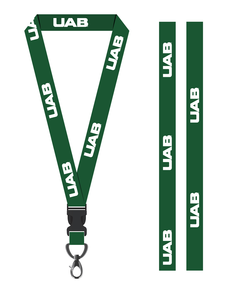 Graphic showing monogram usage on lanyard