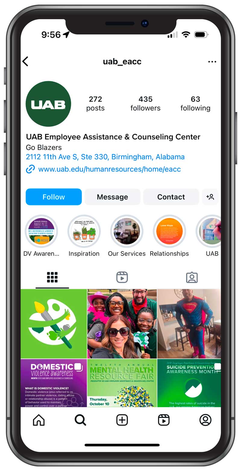 Graphic showing Instagram page with long names
