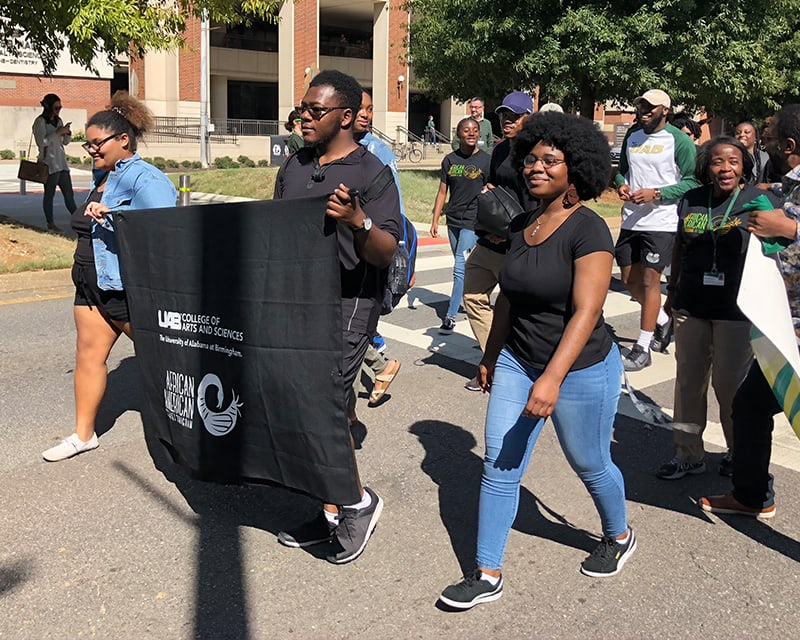 Kay Morgan and members of the African American Studies Student Organization. 