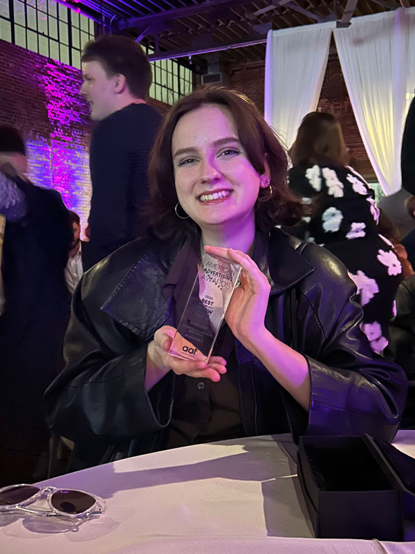 Rachel with award