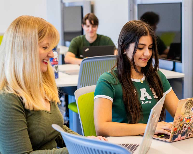 Two students using computers