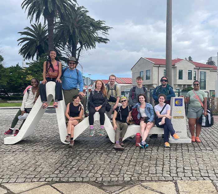 Moore with his UAB on the Camino in Spain group in 2023.