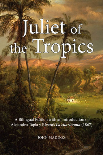 Cover of "Juliet of the Tropics," featuring a painting of a tropical landscape. 