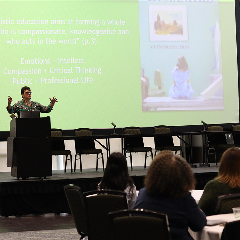 Lauren Barron, M.D., delivering the keynote address.