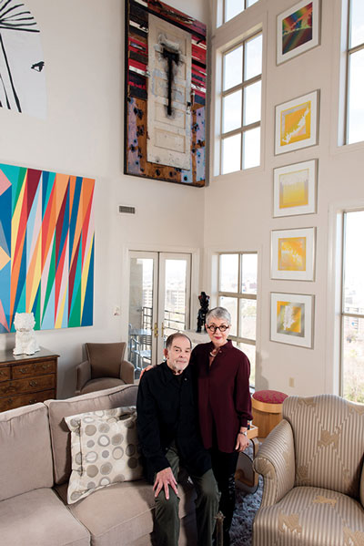 Jim Sokol and Lydia Cheney with Artwork. 