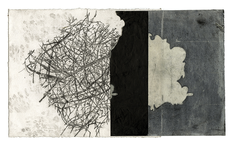 Lauren Lake: "swath 2," mixed media on paper, 8.75 x 14.75in, 2016. 