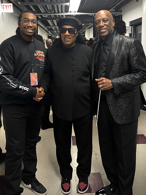 From left to right: Alec Jones, Stevie Wonder, Henry Panion III, Ph.D.