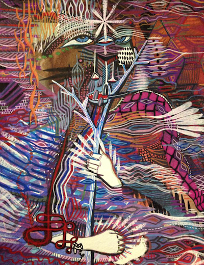 Merrilee Challiss, "The Reverie of Inner Realms" 15" x 15" Gouache and watercolor on paper 2014