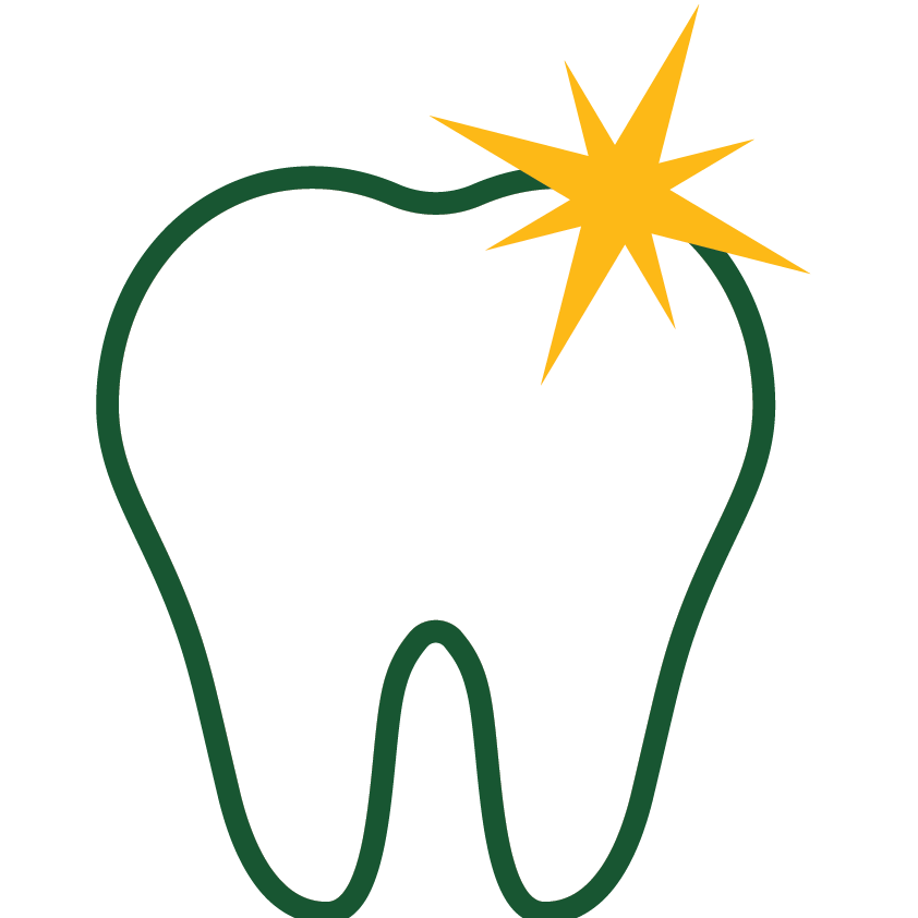 Tooth icon with gold sparkle