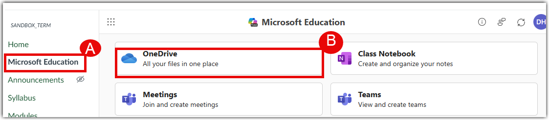 Screenshot of Course Navigation Office in 365.