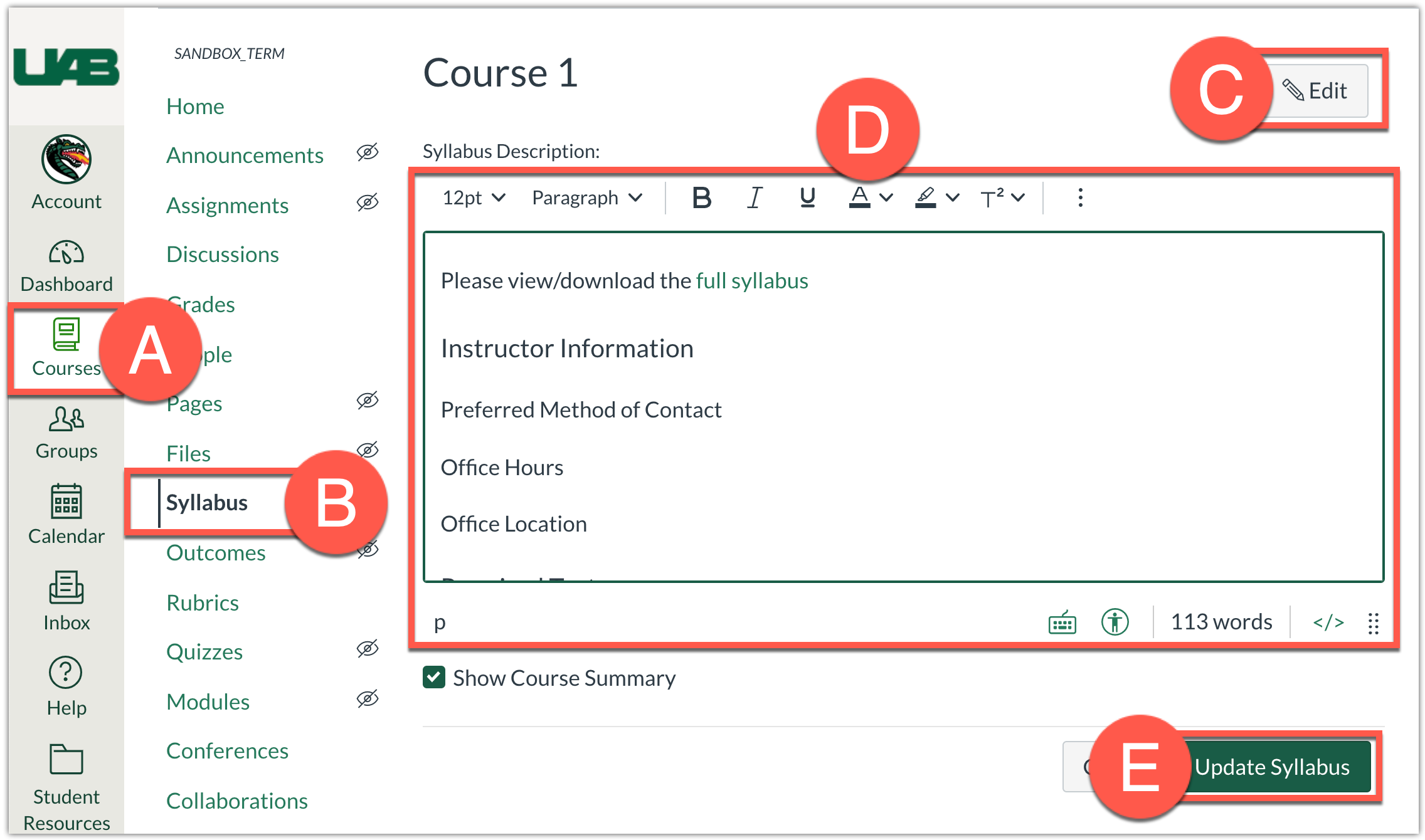 Edit Syllabus