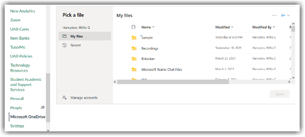 Screenshot of the new OneDrive layout. 