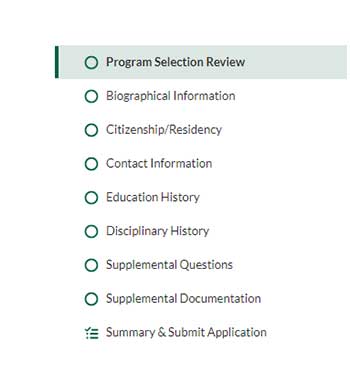 Application Checklist