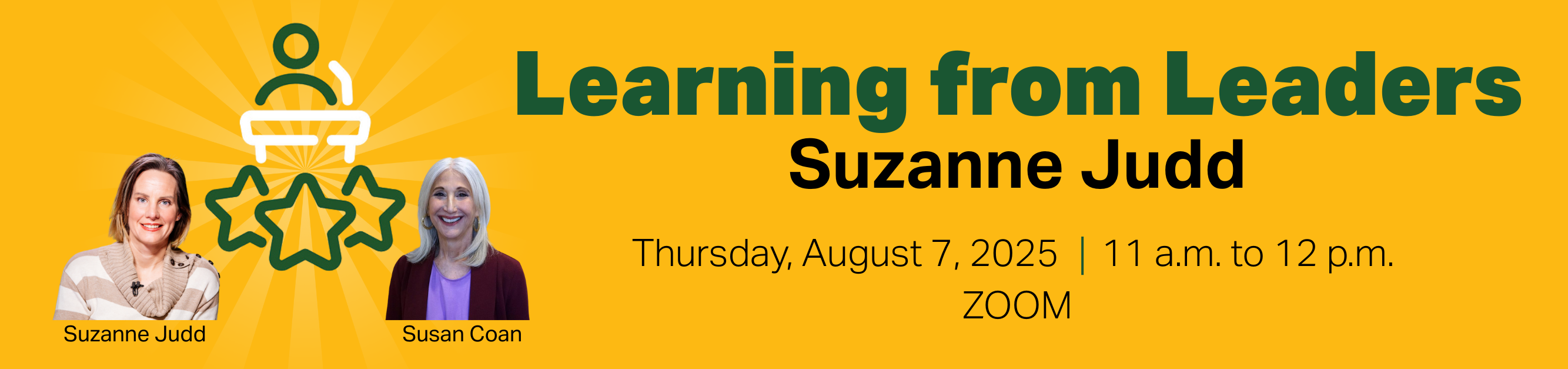 Register for Learning From Leaders, Thursday, August 7, 2025, 11 a.m. to 12 p.m., Zoom