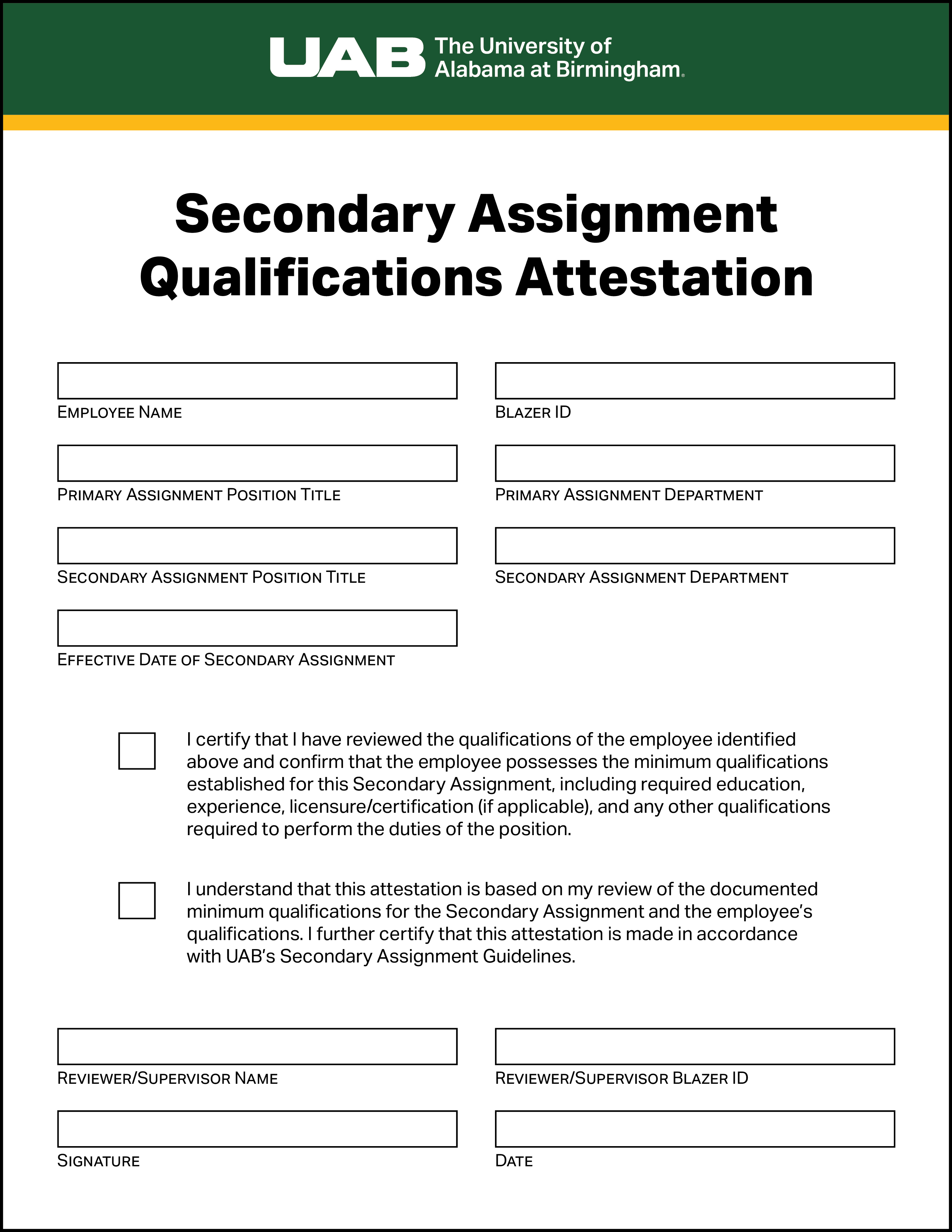 Secondary Assignment Attestation