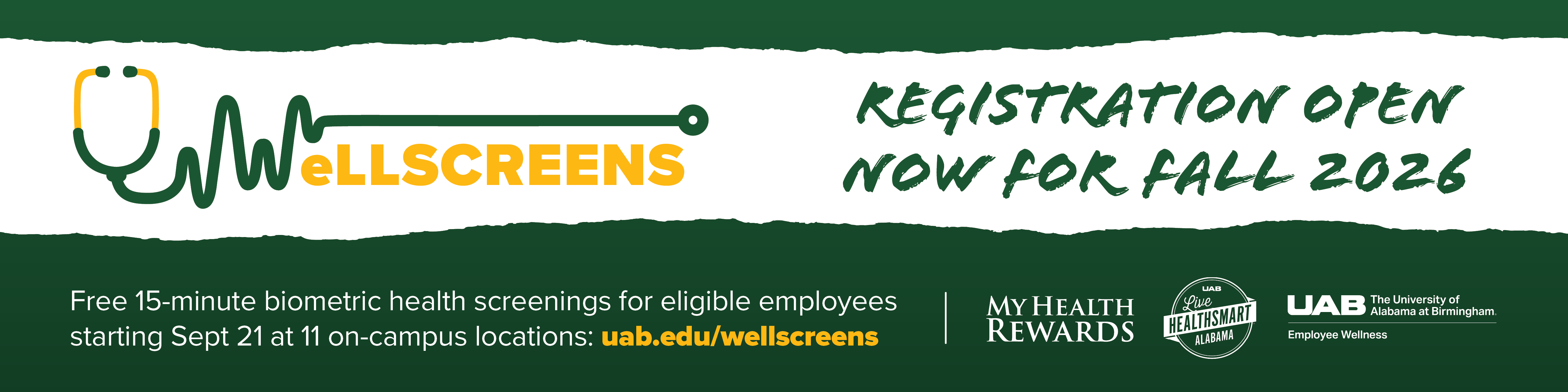 Registration for all Fall 2026 Wellscreens dates open now at uab.edu/wellscreens