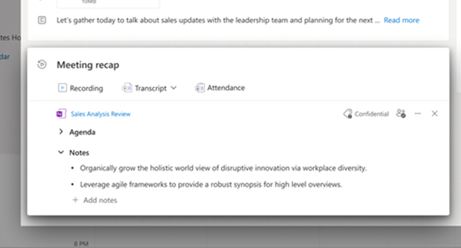 Check out meeting recaps in Outlook