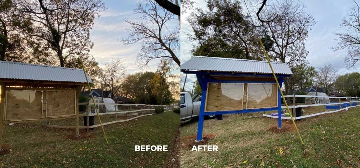 Before & after of a info-posting sign.