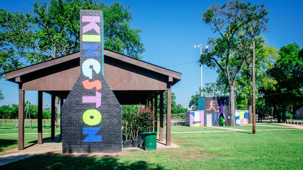 Kingston park with mural