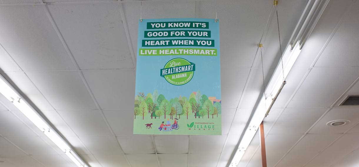 Sign reading "you know it's good for your heart when you live healthsmart."