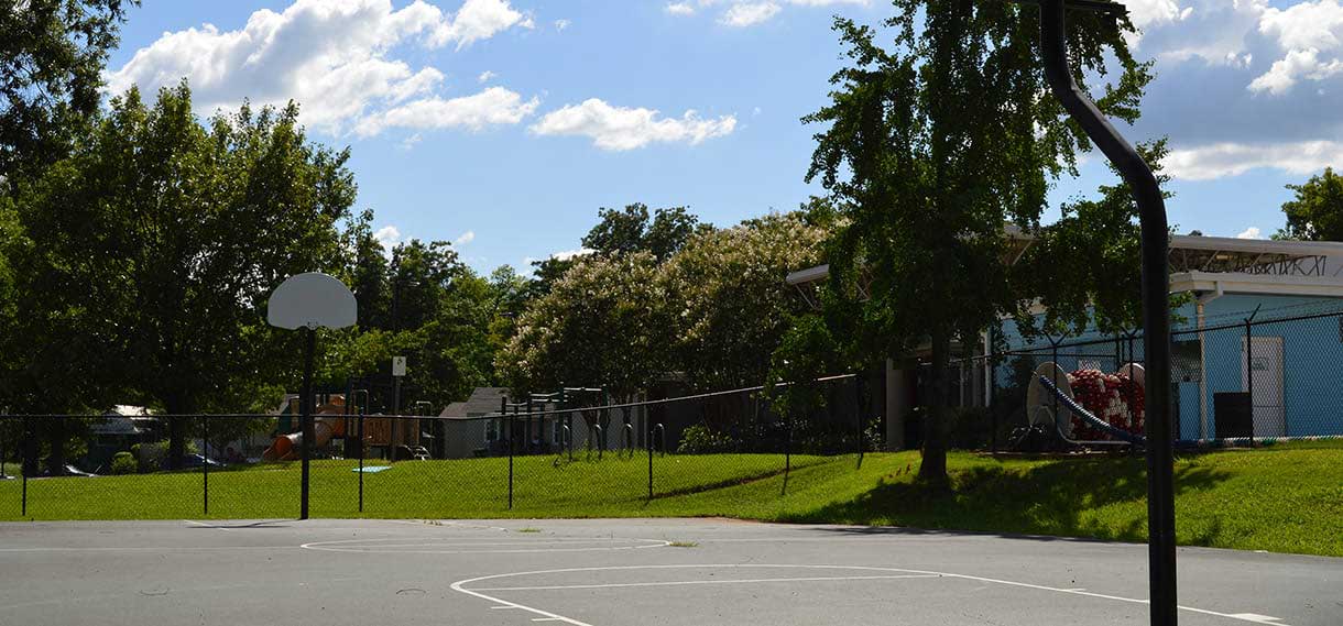 A basketball court.