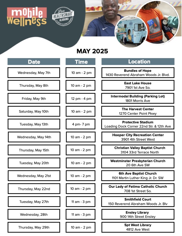 Mobile Wellness Van Schedule - follow link to open pdf