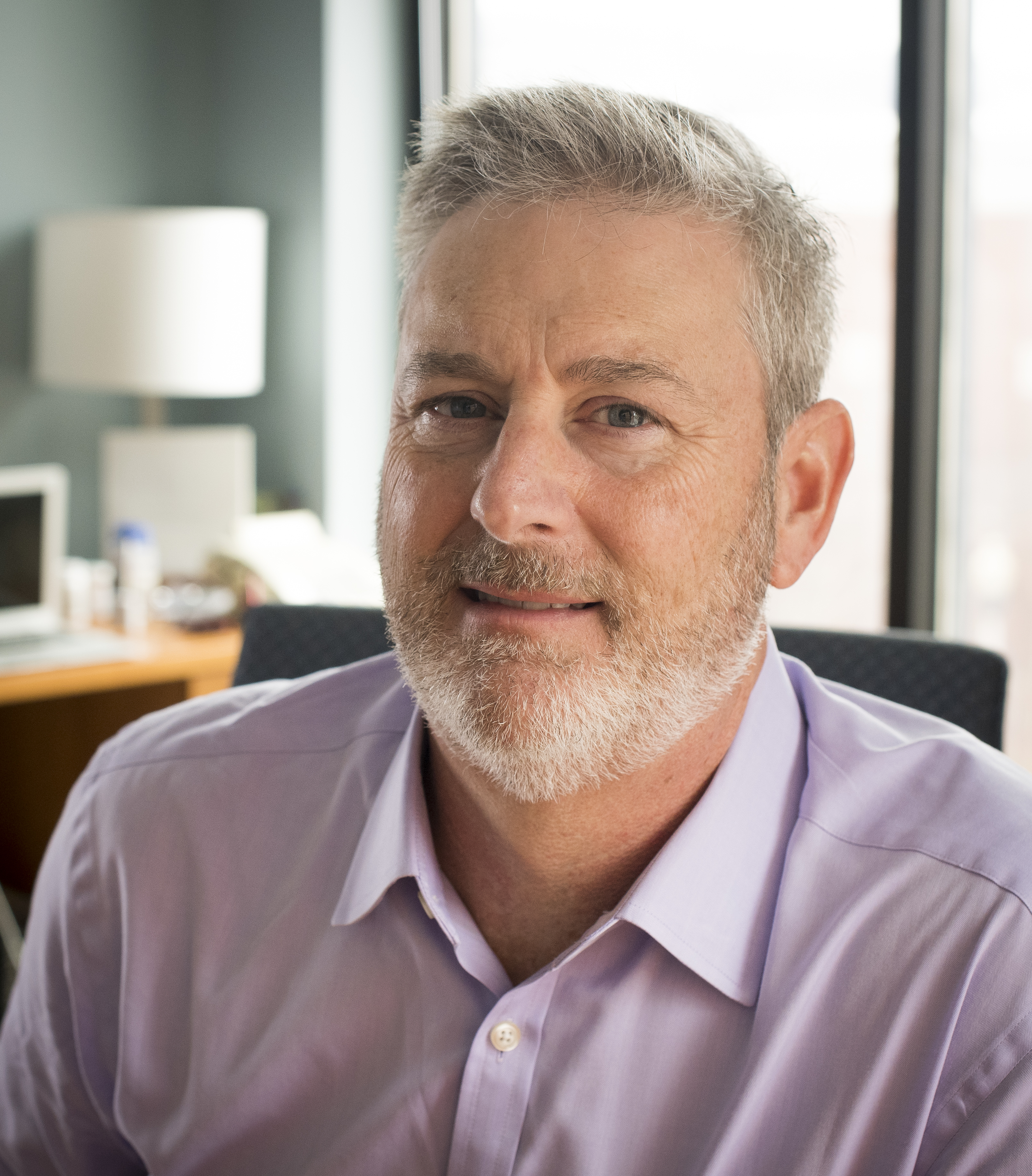 Environmental head shot of Dr. Kevin Harrod, PhD (Benjamin Monroe Carraway Endowed Chair and Professor, Anesthesiology; Director, Resident Research) in his office, 2019.