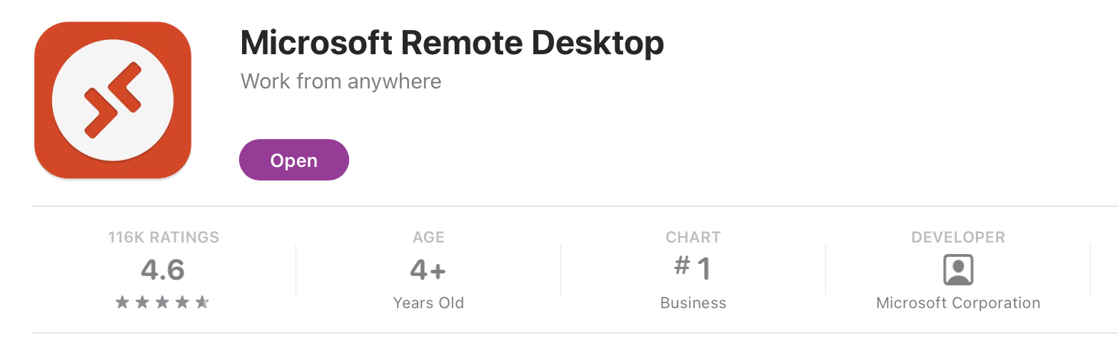 Get Microsoft Remote Desktop from the Mac App Store