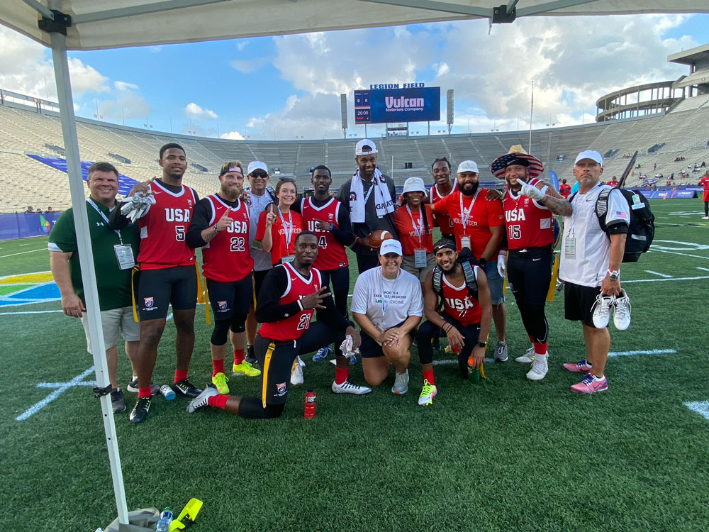 Team USA Flag Football and UAB Sports and Exercise Medicine Providers after Practice