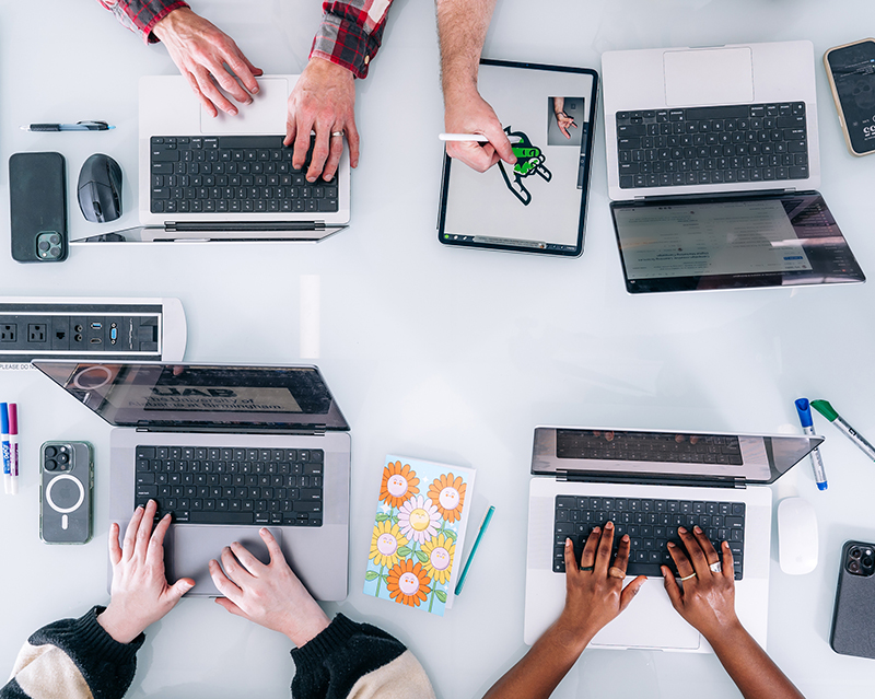 group of students studying