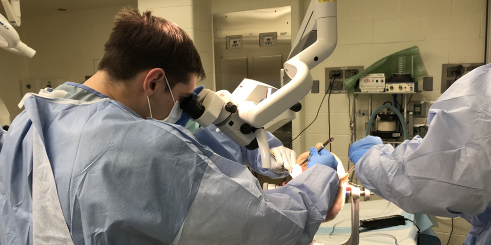 Residents participate in the first annual Leica/Styker Skullbase Lab at Volker Hall.