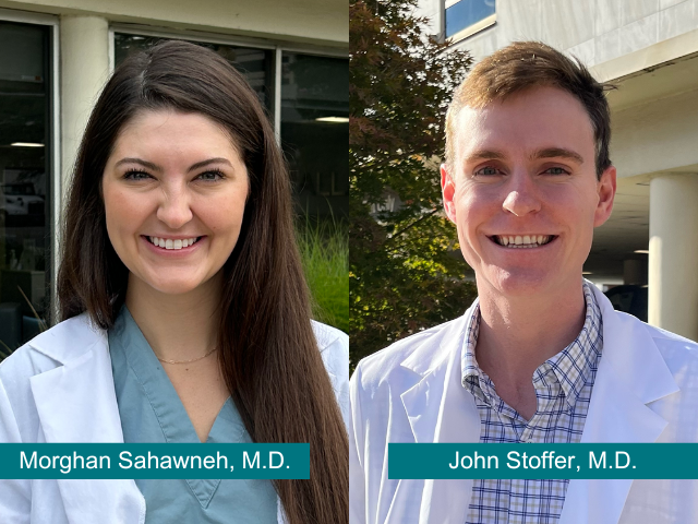 UAB Ophthalmology Chief Residents Morghan Sahawneh, M.D., and John Stoffer, M.D.