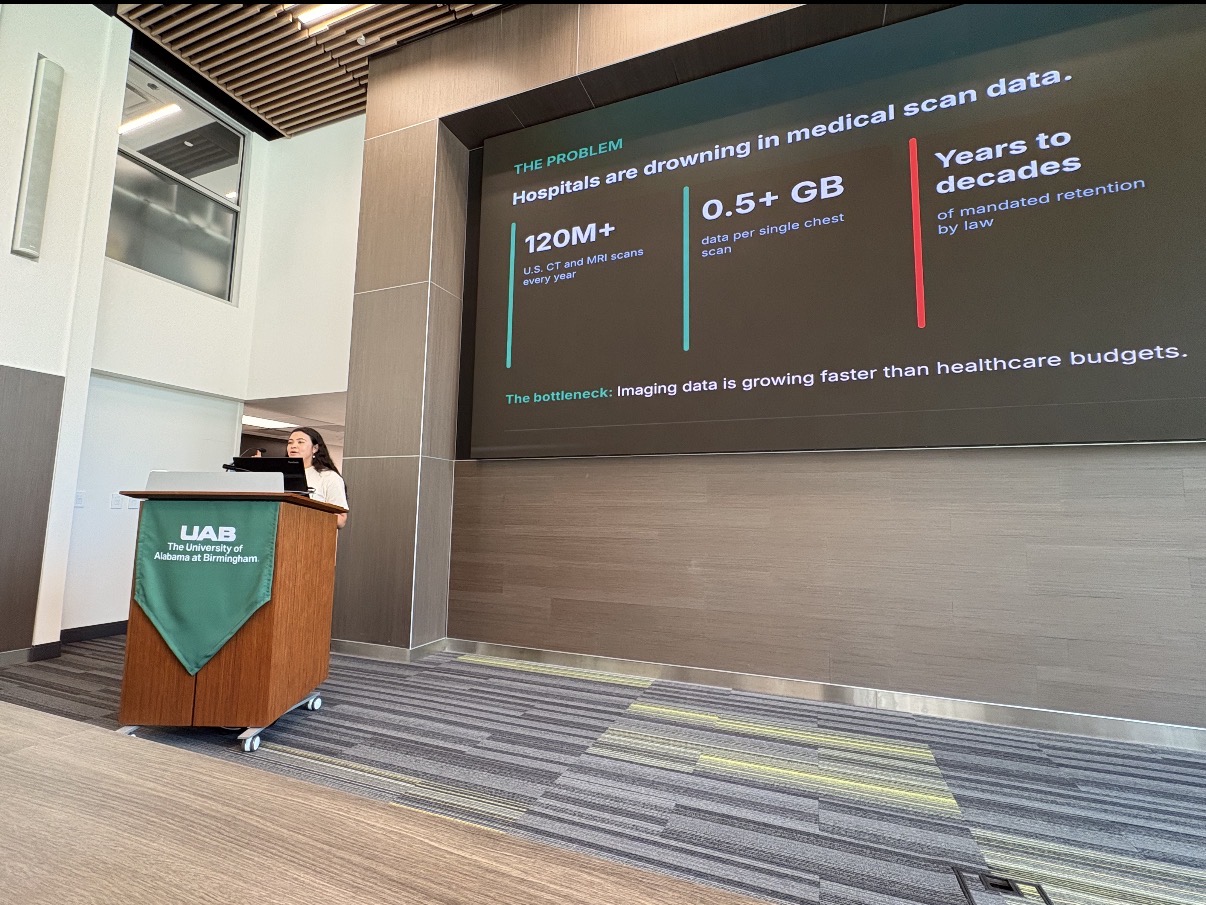 Stéphanie Marie Aguilera speaking at the gBETA showcase.