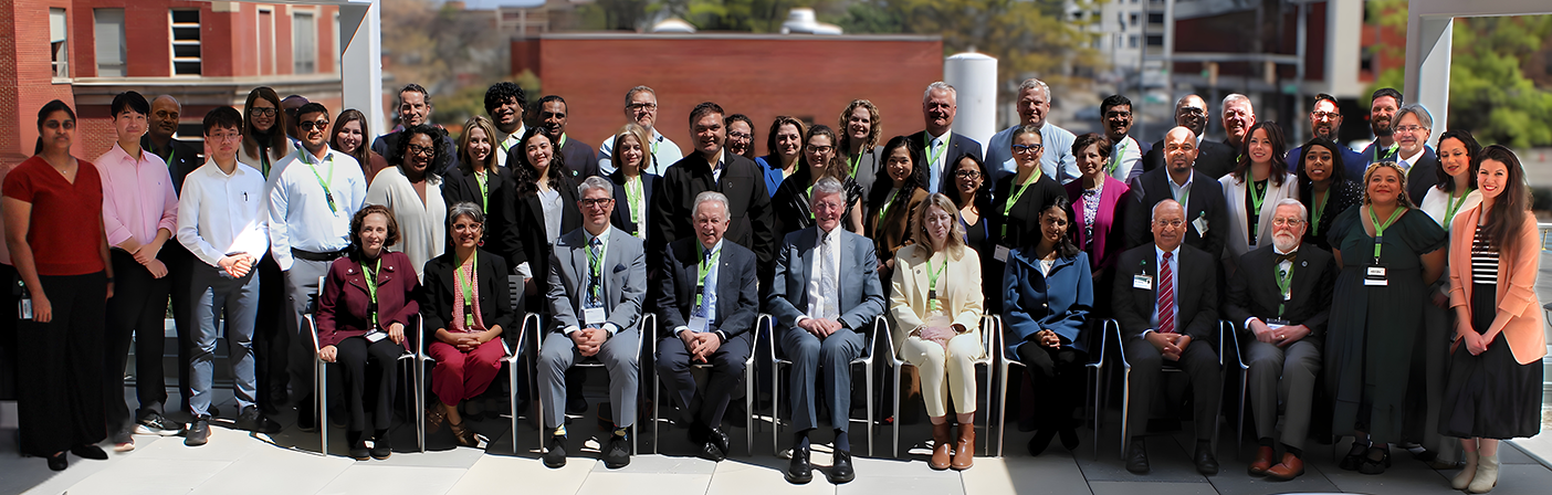 approximately 50 UAB and McMaster committee members gathered  on the ALGEN balcony for a group photo