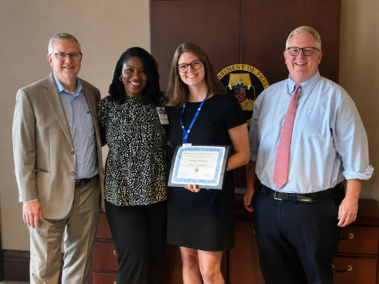 ADPH Summer Research Program group photo with Scott Harris, M.D., Amber Clark-Brown, M.D., Darby Watford, MS2, and Louis Lambiase, M.D.