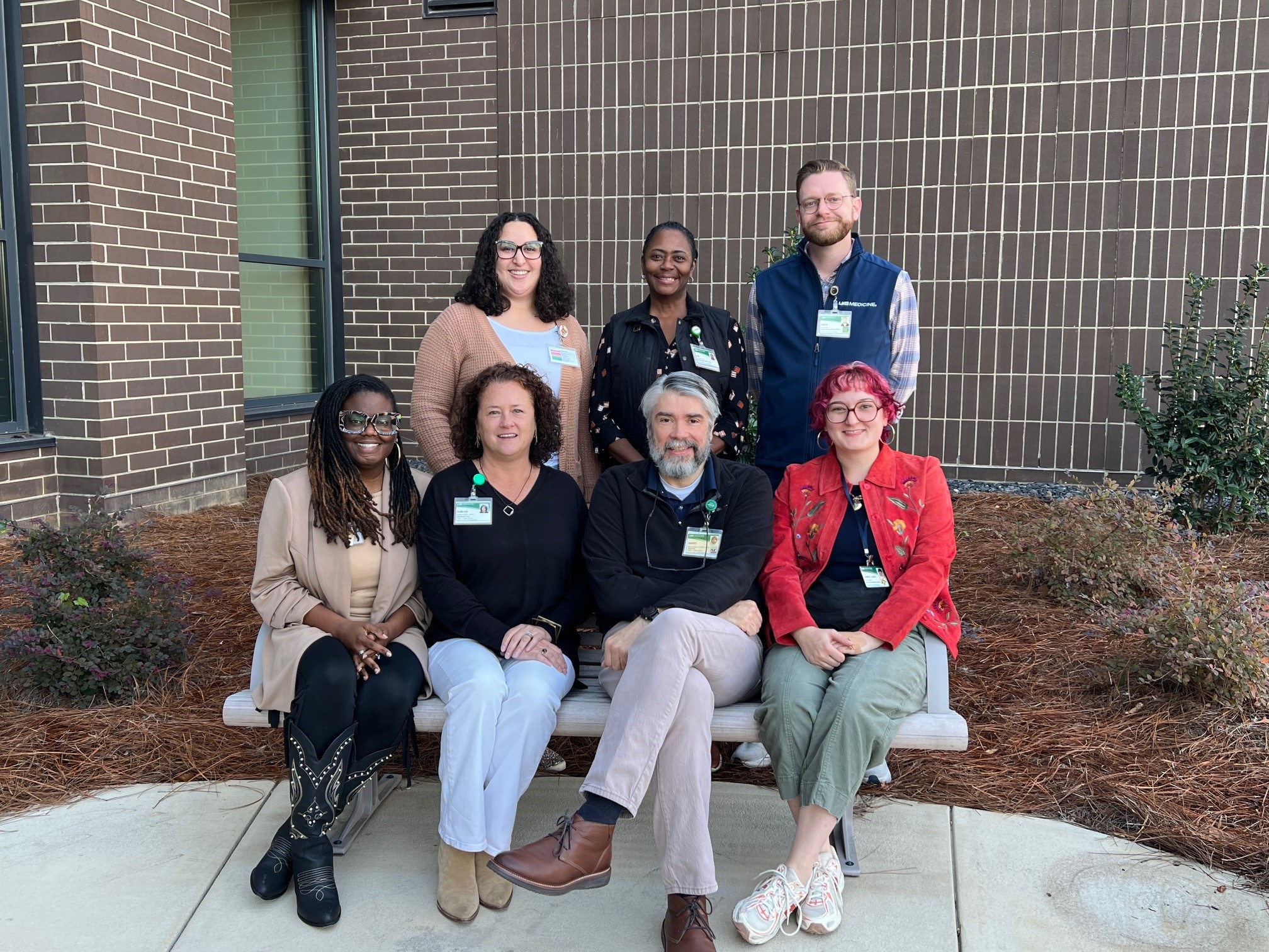 Front row: Erica Redwine, Duncan Gibson, Harry Findley, and Lanier Griffin. Back row: Alicia Lyles, Val Green, and Aidan Virkus