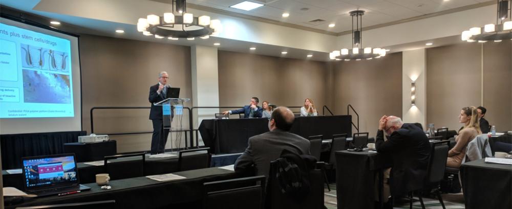 Guest speaker Dr. Fabrizio Michelassi speaks on his techniques for the surgical management of Crohn's disease at the third annual UAB Surgery CME Course on Feb. 1, 2019, at the Hilton Birmingham at UAB. 