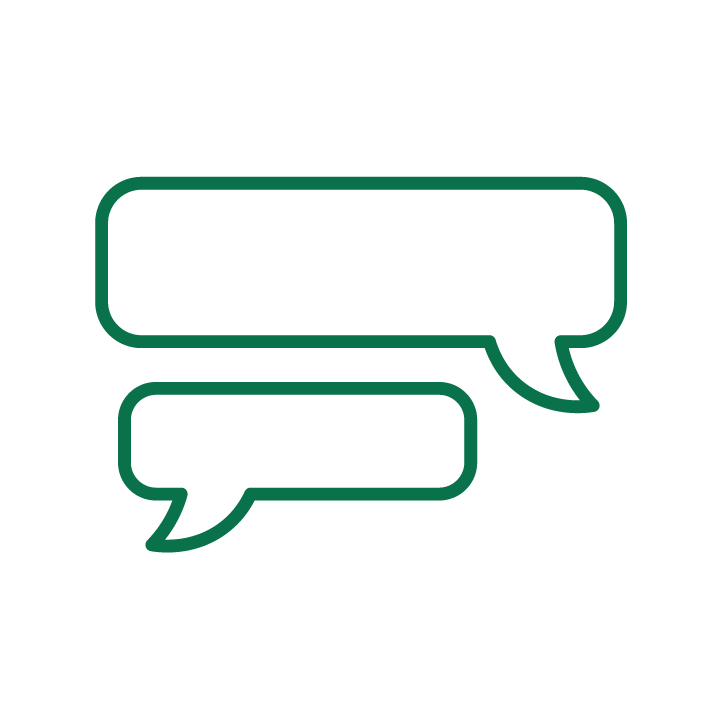 Icon of two speech bubbles.
