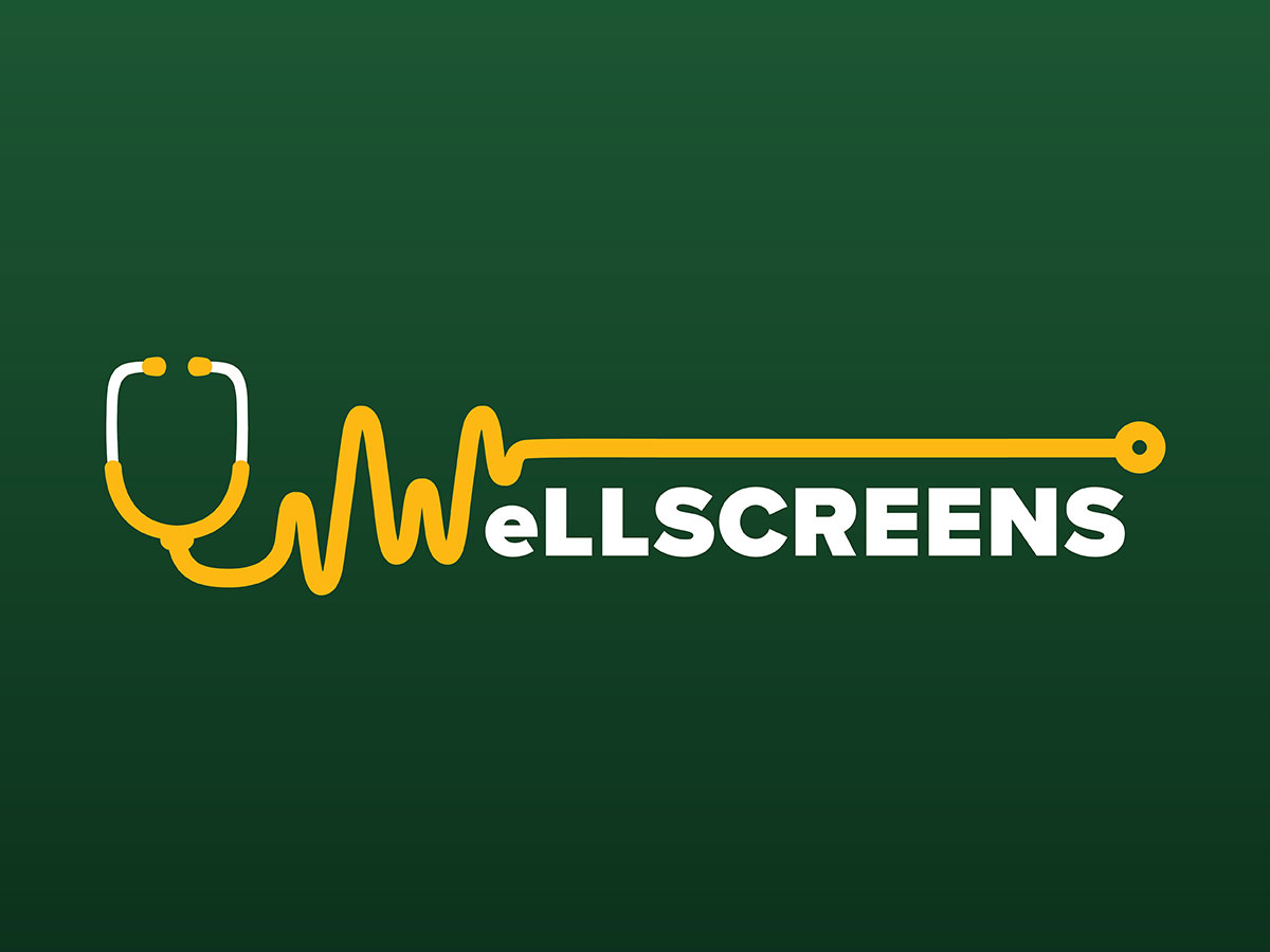 Stylized stethoscope forms the W in UAB Wellscreens