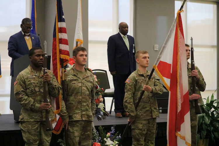 UAB ROTC Color Guard presenting colors
